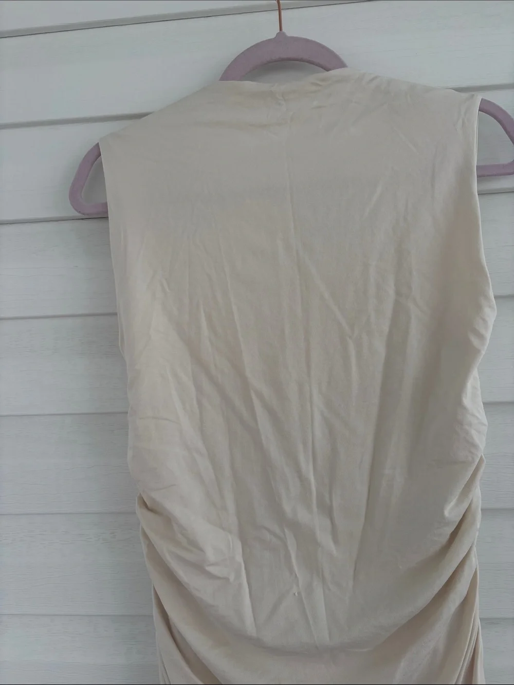 Abercrombie & Fitch Modal Blend Ruched Maxi Cream Bodycon Soft Girl Dress Bridal